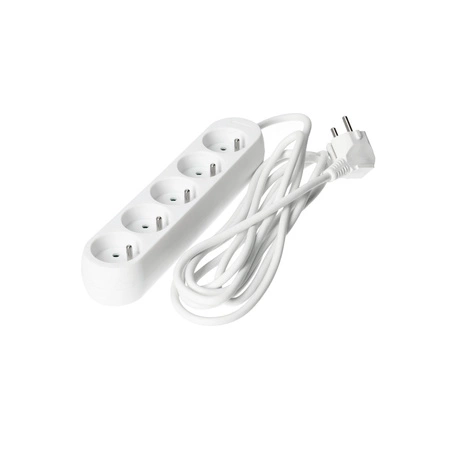 Predlžovací kábel Zástrčka 5x uzemnená zásuvka Napájací pásik 3m biely Linea Kobi