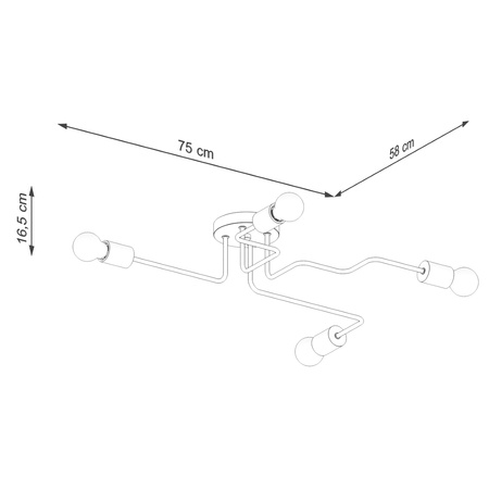 Luster Stropné svietidlo 4x E27 Prírodné drevo Čierna Timbo Peach Puff SL.1669 Sollux