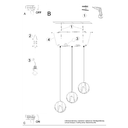 Stropné závesné svietidlo 3x E27 sférické čierne Moderné svietidlá Sollux