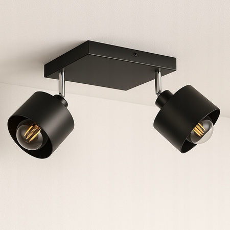 Bodové stropné svietidlo Tuba Reflektor Halogénové svietidlo 2x E27 Pohyblivé čierne Elza Masterled