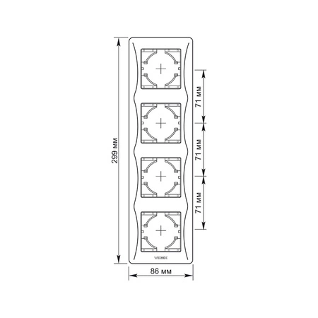 Horizontálny rám pre štvorzásuvkové nástenné zásuvky Čierna BINERA VIDEX