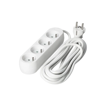 Predlžovací kábel Zástrčka 4x uzemnená zásuvka Napájací pásik 5 m biely Linea Kobi