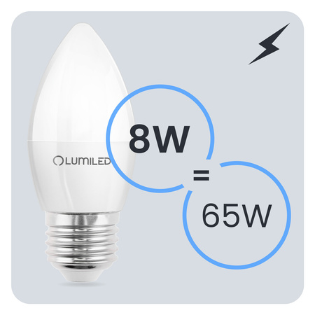 6x LED E14 CANDLE 8W = 60W 6500K studená biela CCD žiarovka