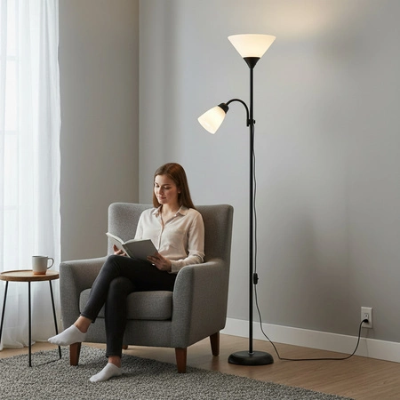 Stojaca lampa s 2 bodmi E27 E14 Black Milk Kobi