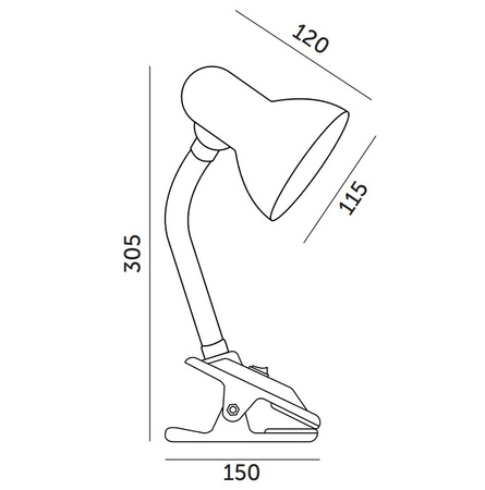 Stolná lampa Školská stolná lampa E27 Clip Black Lumek Kobi