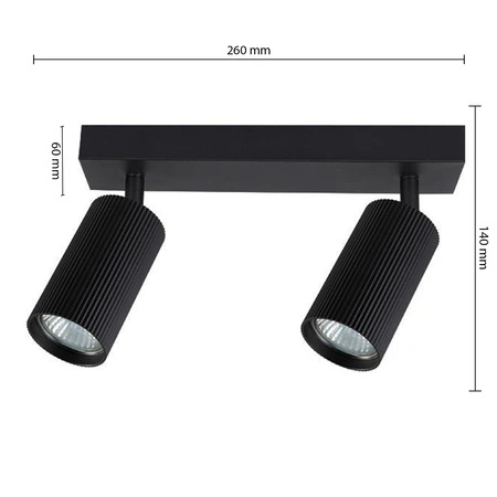 Bodové stropné svietidlo Tuba Reflektor Halogénové svietidlo 2x GU10 Moving Black Lucerno Masterled