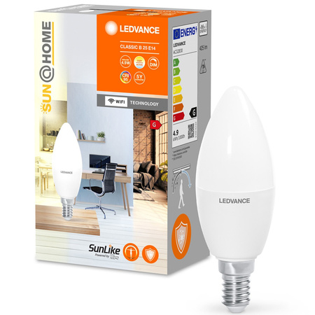 LED žiarovka E14 4,9W = 25W 425lm CCT Stmievateľná SMART+ WiFi Sun@Home Ledvance
