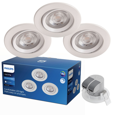 3x LED zapustená montáž 5W 350lm 2700K White Sparkle Philips