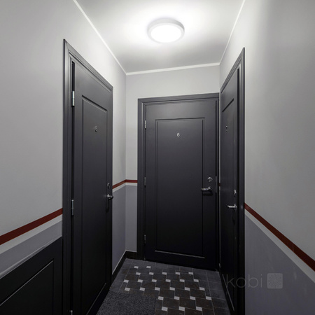 LED stropné svietidlo do kúpeľne Povrchová montáž 18W 1890lm 4000K 120° so senzorom pohybu a súmraku Biela IP65 Nairos Kobi