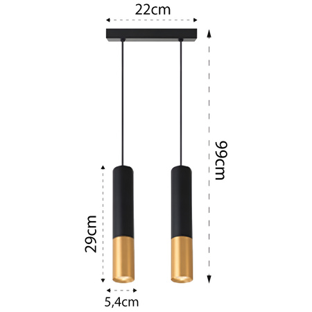 Stropné závesné svietidlo 2x GU10 nastaviteľné čierne zlaté matné Keon Masterled