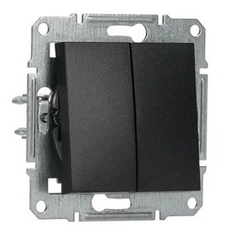 Dvojitý dvojcestný vypínač Asfora IP20 v antracitovej farbe bez rámu