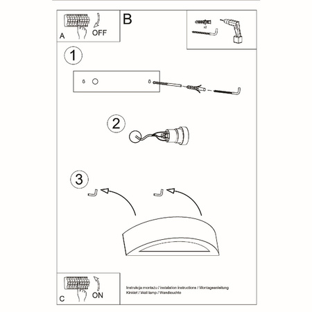 Nástenné svietidlo Nástenné svietidlo E27 Polkruhové čierne Moderné svietidlo Atena Sollux