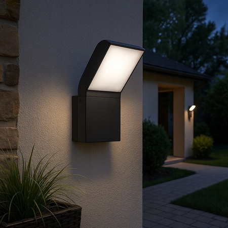 Záhradné vonkajšie fasádne nástenné svietidlo LED 12W 550lm 4000K neutrálna biela 120° Black IP54 Clark Masterled