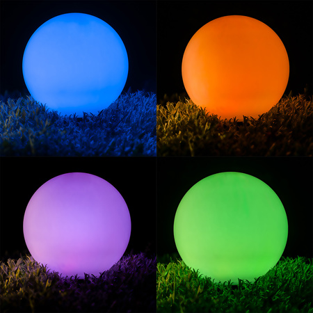 LED ATRIS Solárne záhradné svietidlo poháňané zemnou bielou guľou 15 cm RGB LUMILED