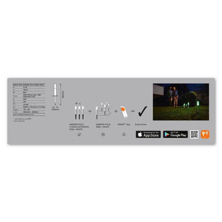 Dekoratívne LED svetelné tyče 3,1 W 110lm 3000K, teplá biela RGBW 3P Extension Stmievateľné IP65 Silver SMART+ WiFi Garden Ledvance