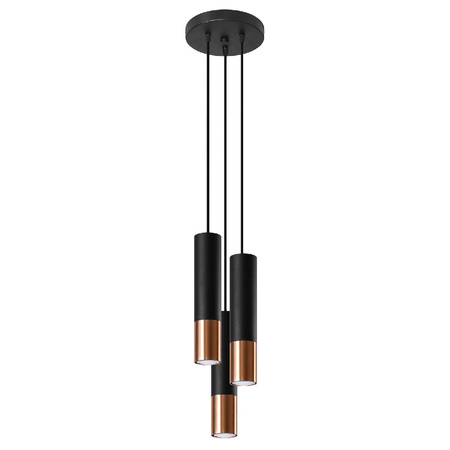 SPOT TUBA 3x GU10 Závesné svietidlo s povrchovou montážou Tubular Black Copper Moderné Loopez Sollux