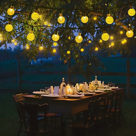 Solárne záhradné girlandy Solárne svetlá 50x LED žiarovka Balkónové gule 9m GALLA3 LUMILED