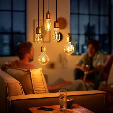 Edison E27 ST64 5,8W = 50W 640lm 2200K teplé vlákno jantárová PHILIPS stmievateľná LED žiarovka