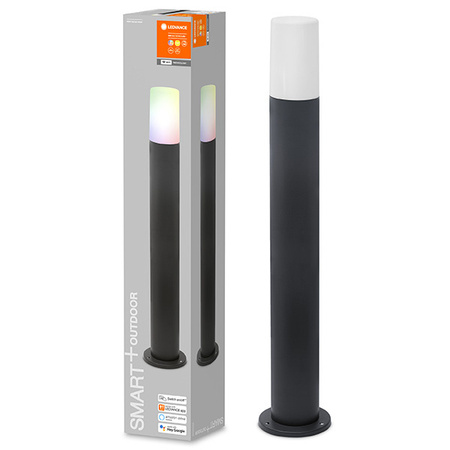 Záhradná LED tyč Vonkajšia stojaca lampa 10W 380lm 3000K, teplá biela RGBW Stmievateľná 80cm IP44 Sivá SMART+ WiFi Pipe Ledvance