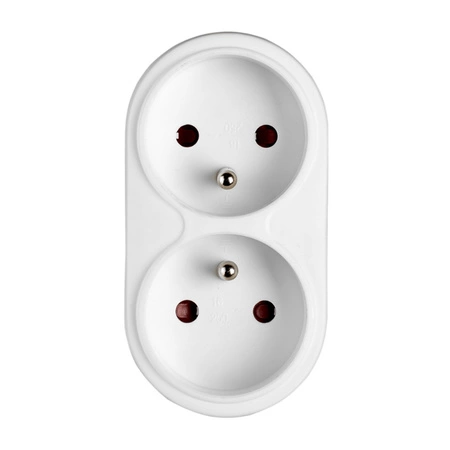 Rozdeľovač elektrickej siete dvojitý 2x 2P+0 Zlodej 2 zásuvky s uzemnením VAYOX