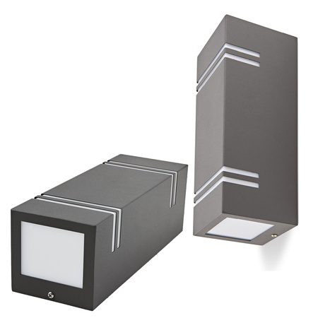 Záhradné vonkajšie nástenné svietidlo 2x GU10 IP44 Grey Quazar Kobi