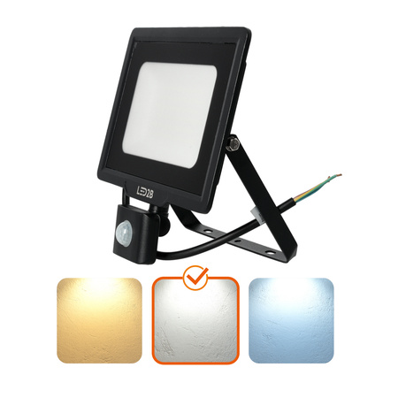 Vonkajší LED reflektor Záhrada 50W 4250lm 4000K neutrálna biela 120° so senzorom pohybu a súmraku IP65 Čierny MHC Kobi