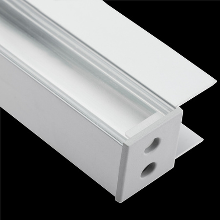 Hliníkový eloxovaný profil pre LED pásy KM48 Silver Povrch regálu 1 m + priehľadné tienidlo + koncové krytky