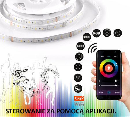 Wifi Tuya 20W LED pásik 1700lm 3000-6000K RGBW CCT 120° IP65 Stmievateľný WIFI SMART Sanico Goldlux
