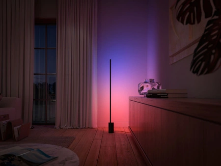 LED gradientná podlahová lampa 29W 2550lm IP20 biela a farebná Ambiance RGB + TW čierna 145cm Smart SMART Zigbee Bluetooth Signe Philips HUE