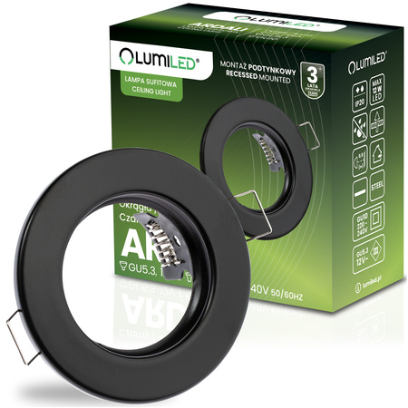 ARDALI Čierny plech MR16 GU10 kruhové svietidlo HALOGEN na zapustenú montáž