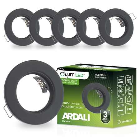 6x kruhové svietidlo LUMILED ARDALI Graphite MR16 GU10 na zapustenie