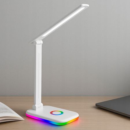 Stolná stolná lampa Nastaviteľná LED 12W 960lm 3000-4000-6500K CCT RGB Nabíjateľné školské nočné svetlo Stmievateľné vypínač Biela Alma Masterled
