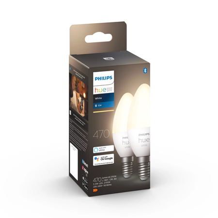 2x LED žiarovka E14 Candle B39 5,5W = 40W 470lm 2700K teplá biela White SMART Smart Bluetooth ZigBee White Philips HUE