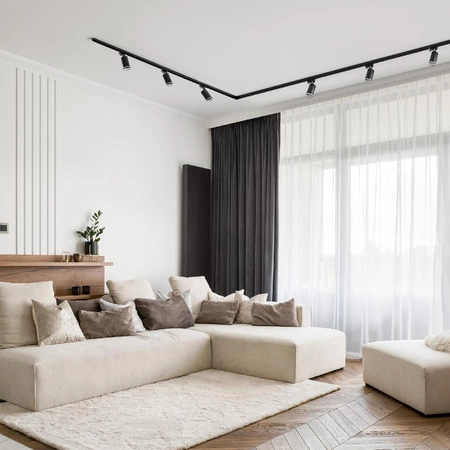 Súprava zbernicovej lišty 1-fázová lišta + 6x reflektor GU10 čierny PARIS Sanico Goldlux