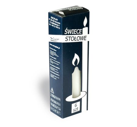 Stolová sviečka 6 ks Tradičná biela bez vône