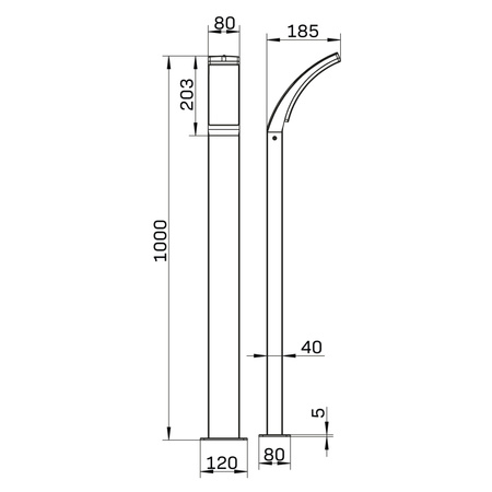 Záhradná stožiarová vonkajšia stojaca lampa LED 12W 1600lm 4000K, neutrálna biela 180° Čierna IP44 Amy Sanico Goldlux