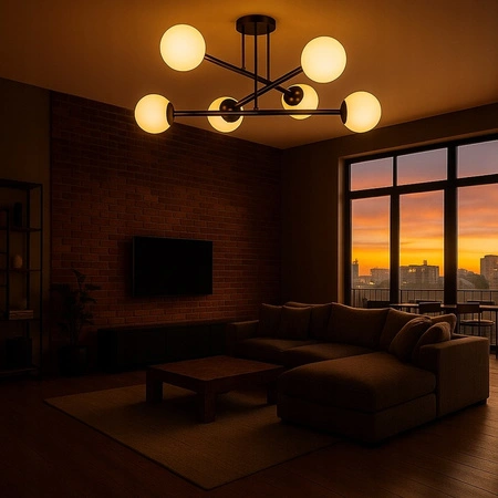 Luster Stropné závesné svetlo Dekoratívne 6x E27 Čierna 74cm Bali Masterled