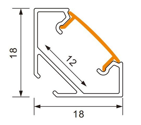 LED rohový hliníkový profil eloxovaný 1 m s difúzorom z mliečneho skla pre LED pásy + krytky Ecolight série R