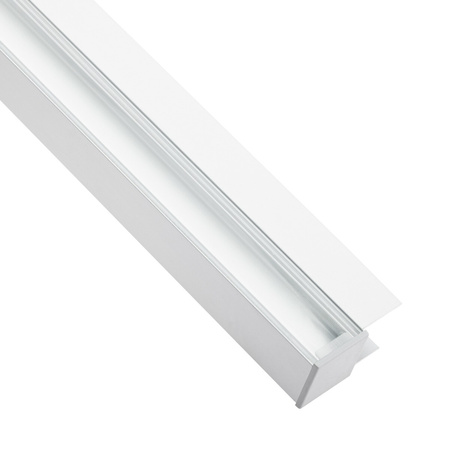 Hliníkový eloxovaný profil pre LED pásy KM48 Silver Povrch regálu 1 m + priehľadné tienidlo + koncové krytky