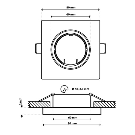 Svietidlo HALOGEN na zapustenú montáž Pevné štvorcové svietidlo PAVO Black Sheet MR16 GU10