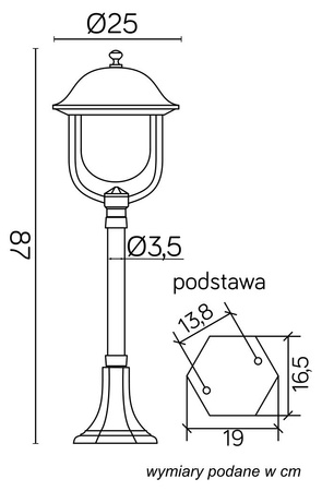 Vonkajšia stojaca lampa Prince K 5002/3/O E27 87cm Su-Ma