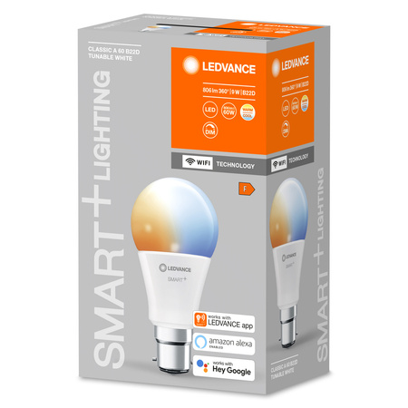 LED žiarovka B22 9W = 60W 806lm CCT Stmievateľná SMART+ WiFi Classic Ledvance