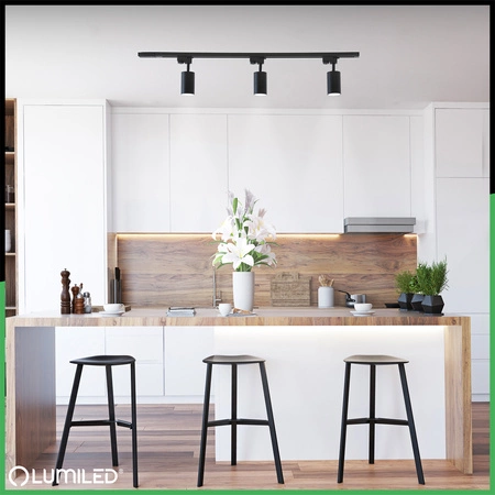 Čierna jednofázová prípojnica pre koľajnicové reflektory 1,5 m LUMILED