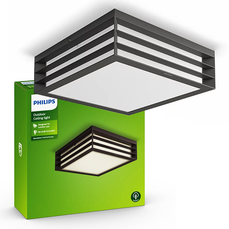 Vonkajšie záhradné svietidlo Plafond 2x E27 IP44 antracitová farba Moonshine Philips