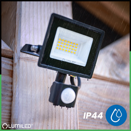 LED reflektor ZUNA2 20W 1800lm 4000K IP44 Black Senzor pohybu LUMILED