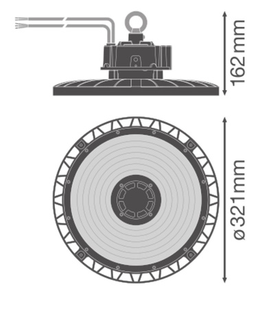 LED priemyselné svietidlo 200W 35200lm 4000K, neutrálna biela stmievateľné čierne IP66 IK10 High Bay Gen 5 Ledvance