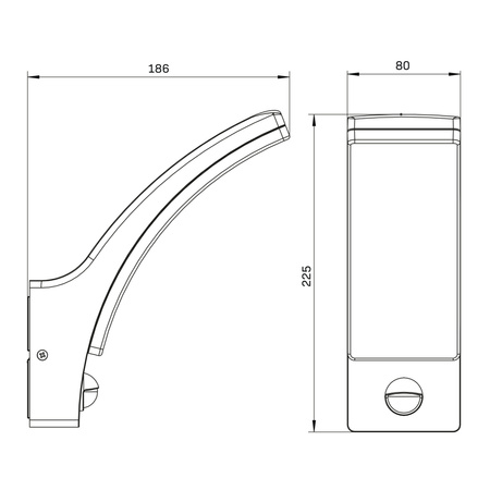 Nástenná LED vonkajšia fasádna lampa 12W 1600lm 4000K, neutrálna biela 180° Čierna IP44 Amy Sanico Goldlux