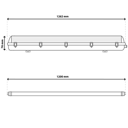 Ohňovzdorné svietidlo 120cm 2x T8 G13 IP65 + 2x LED žiarivky 18W