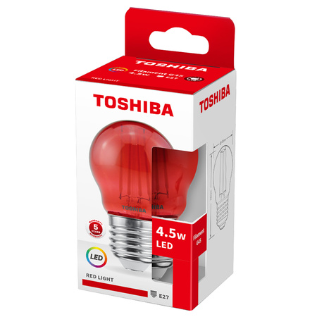LED žiarovka E27 G45 4,5W = 40W Red Filament TOSHIBA