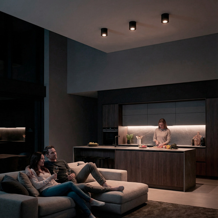 Stropné bodové svietidlo HALOGEN Tuba EGIO GU10 Round Black LUMILED na povrchovú montáž